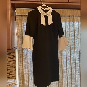 Ivanka Trump | White & Black Dress, high collar